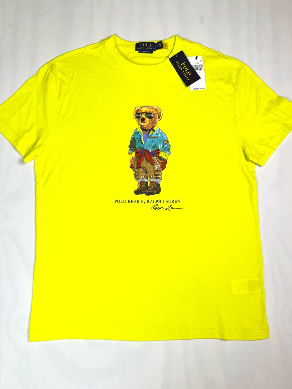 Polo Ralph Lauren NWT Polo Bear T Shirt Men M Bright Yellow Graphic Classic Fit